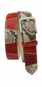 CINTURA UOMO 4 CM PATCHWORK ORIONE BELTS IN PITONE-COCCODRILLO-CAMOSCIO ARTIGIANALE MADE IN ITALY - Img 3