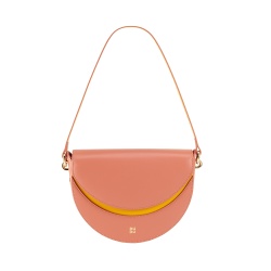 DUDU Borsa Donna a Tracolla in Vera Pelle, Mezzaluna Rigida, Made in Italy, Borsetta con Patta e Doppia Tracolla, Chiusura Magnetica