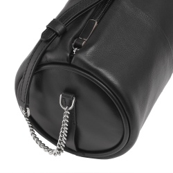 DUDU Borsa Donna Cilindrica in Pelle, Borsa a Tracolla con Catena e Pelle, Borsa a Cilindro Piccola Fashion Elegante con Cerniera - Img 4