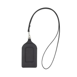 DUDU Porta Badge da Collo in Pelle, con Cordino Staccabile, Porta Pass formato Carta di Credito, Portabadge per Fiere Convegni Ufficio