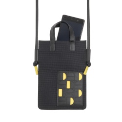 DUDU Porta Cellulare a Tracolla in Pelle e Tessuto – Borsa Piccola Uomo Donna con Tracolla Regolabile, Leggera e Moderna per Smartphone e Accessori - Img 3