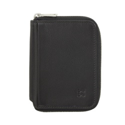 DUDU Portafoglio Uomo Piccolo Pelle Morbida con Zip, Portafoglio Mini Ultra Compatto con Cerniera, Porta Banconote, Porta Carte e Tessere