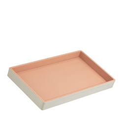 DUDU Vassoio Portaoggetti in Legno Rivestito in Vera Pelle, Vassoio Decorativo per la Casa, 27 x 15 cm, Accessorio di Home Design
