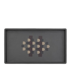 DUDU Vassoio Portaoggetti in Legno Rivestito in Vera Pelle, Vassoio Decorativo per la Casa, 27 x 15 cm, Accessorio di Home Design - Img 3