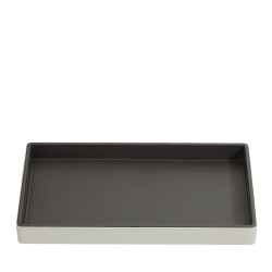 DUDU Vassoio Portaoggetti in Legno Rivestito in Vera Pelle, Vassoio Decorativo per la Casa, 27 x 15 cm, Accessorio di Home Design - Img 2