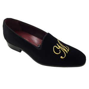 PANTOFOLE UOMO CHIUSE IN VELLUTO PERSONALIZZABILI CON INIZIALI GAROFALO GIANBATTISTA ARTIGIANALI MADE IN ITALY - Img 3