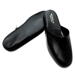 PANTOFOLE UOMO IN PELLE DA VIAGGIO CON CUSTODIA MAGNUS MADE IN ITALY - Img 2