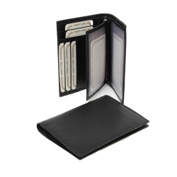 PORTACARTE IN PELLE CON TASCHE LUCE-NERO