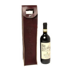 Portavino in pelle - marrone