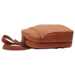 Zaino in pelle con tasca con zip frontale. Marrone Coloniale - Img 4