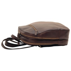 Zaino in pelle con tasca con zip frontale. Marrone Scuro - Img 6