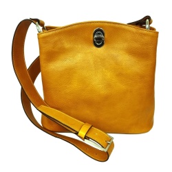 BORSA A SECCHIELLO IN PELLE-OCRA