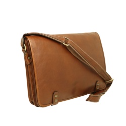Borsa Messenger in vitello nappato-Castagna