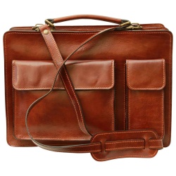Cartella in pelle con 2 tasche frontali. Marrone - Img 2