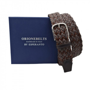 CINTURA UOMO 3,5 CM EXTRA LARGE BICOLORE INTRECCIATA IN CUOIO E TESSUTO ORIONE BELTS ARTIGIANALE MADE IN ITALY - Img 4