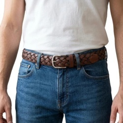 CINTURA UOMO 3,5 CM EXTRA LARGE INTRECCIATA IN CUOIO ORIONE BELTS ARTIGIANALE MADE IN ITALY - Img 5