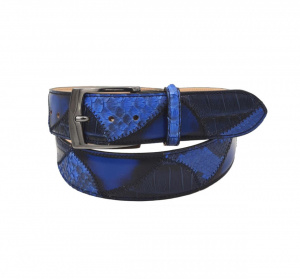 CINTURA UOMO 4 CM PATCHWORK ORIONE BELTS IN PITONE E CUOIO ANTICATO A MANO ARTIGIANALE MADE IN ITALY