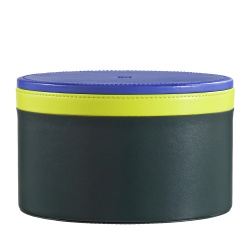DUDU Barattolo in Pelle di Design da Arredamento, Portaoggetti con Coperchio 10x10cm, Porta Cialde Monete Chiavi Caramelle Gioielli