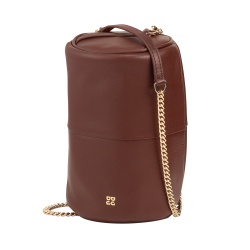 DUDU Borsa Donna Cilindrica in Pelle, Borsa a Tracolla con Catena e Pelle, Borsa a Cilindro Piccola Fashion Elegante con Cerniera - Img 3