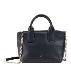 DUDU Borsa Donna Piccola a Tracolla in Vera Pelle, Borsa Mini Bag da Sera Elegante, 22 x 13 cm, Doppi Manici, Tracolla a Catena, Chiusura Zip