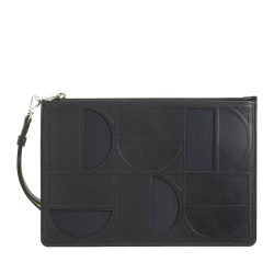 DUDU Bustina da Polso in Pelle e Tessuto con Cerniera – Busta Pochette Uomo Donna Elegante e Compatta con Laccetto Removibile - Img 2