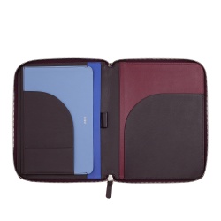 DUDU Cartella Portadocumenti A5 in Vera Pelle da Uomo Donna, Porta Tablet iPad Mini, Portablocchi, Organizer per Blocco Note Quaderno A5