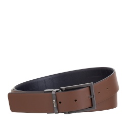 DUDU Cintura Reversibile Uomo in Pelle, Made in Italy, Regolabile e con Fibbia Girevole, Pelle con un Lato Stampato e un Lato Liscio - Img 1