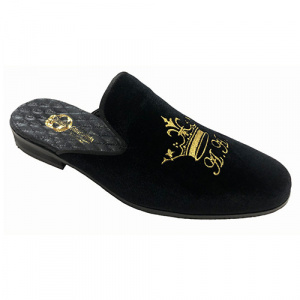 PANTOFOLE UNISEX IN VELLUTO CON RICAMO CORONA PERSONALIZZABILI CON INZIALI GAROFALO GIANBATTISTA ARTIGIANALI MADE IN ITALY - Img 3