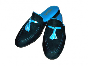 PANTOFOLE UOMO BICOLORE IN CAMOSCIO E PELLE IMPERIAL MADE IN ITALY