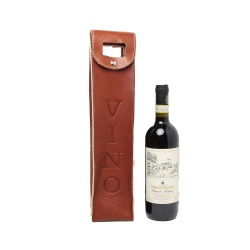 Portavino in pelle - teak