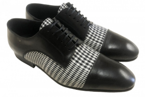 SCARPE UOMO STRINGATE IN PELLE E TESSUTO GAROFALO GIANBATTISTA ARTIGIANALI MADE IN ITALY - Img 2