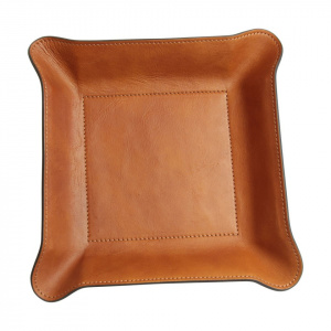 SVUOTATASCHE IN PELLE OLD ANGLER FIRENZE 20x20 CM ARTIGIANALE MADE IN ITALY - Img 2