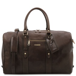 TL Voyager - Borsone da viaggio in pelle con tasca frontale