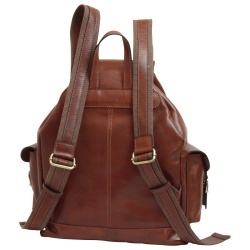 Zaino in pelle con 3 tasche frontali. Marrone - Img 2