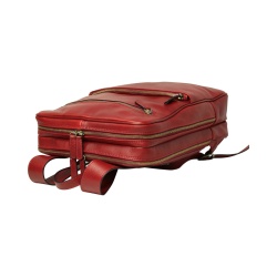 Zaino in pelle con fascia per trolley - rosso - Img 4