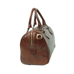 Bauletto due manici in pelle - marrone - Img 3