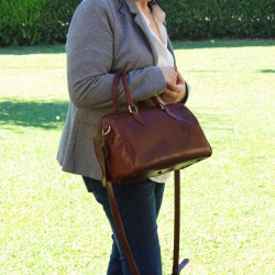 Bauletto due manici in pelle - marrone - Img 7