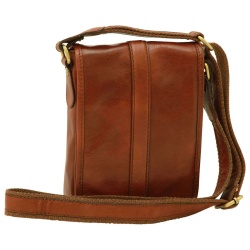 Borsa a tracolla in pelle. Marrone Mogano