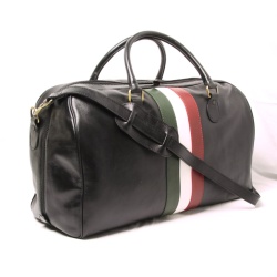 Borsa da viaggio in pelle pieno fiore - nero con bandiera Italia - Img 2