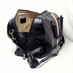 Borsa da viaggio in pelle pieno fiore - nero con bandiera Italia - Img 6