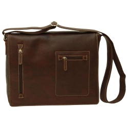 Borsa tracolla in pelle. Marrone Scuro