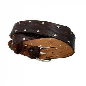 CINTURA UOMO 4 CM IN CUOIO ABRASIVATO CON BORCHIE ORIONE BELTS ARTIGIANALE MADE IN ITALY - Img 8
