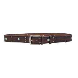 CINTURA UOMO 4 CM IN CUOIO DI TORO RICAMATO SANTORINI ORIONE BELTS ARTIGIANALE MADE IN ITALY - Img 3