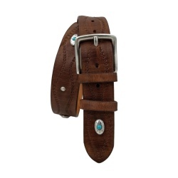 CINTURA UOMO 4 CM IN CUOIO DI TORO SABBIATO DESERT ROSE ORIONE BELTS ARTIGIANALE MADE IN ITALY - Img 2