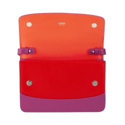 DUDU Borsa Tracolla Donna in Pelle Made in Italy Grande Design Rigida Elegante con Patta, a 3 Scomparti - Img 3