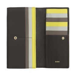 DUDU Portafoglio Donna Pelle RFID Design Colorato Lungo con Portamonete Zip 18 Porta Carte e Chiusura a Bottone