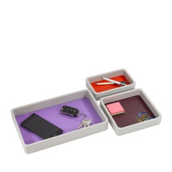 DUDU Set Svuotatasche in Pelle da 3pz, Vassoio Portaoggetti da Tavolo Casa Scrivania Ufficio, Porta Chiavi, Monete, Telefono - Img 4