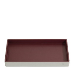 DUDU Vassoio Portaoggetti in Legno Rivestito in Vera Pelle, Vassoio Decorativo per la Casa, 27 x 15 cm, Accessorio di Home Design - Img 2