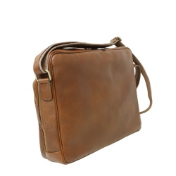Messenger in pelle con chiusura a zip (Grande)-Castagna - Img 6