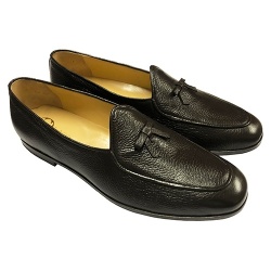 MOCASSINI UOMO IN PELLE DI CERVO CON FIOCCO GAROFALO GIANBATTISTA ARTIGIANALI MADE IN ITALY - Img 2